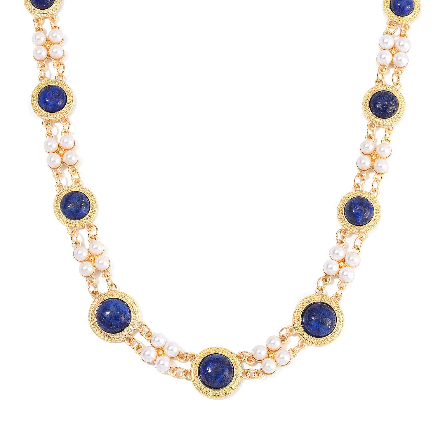 Black Obsidian and White Shell Pearl Choker Necklace 18-20 Inches in Goldtone 59.00 ctw