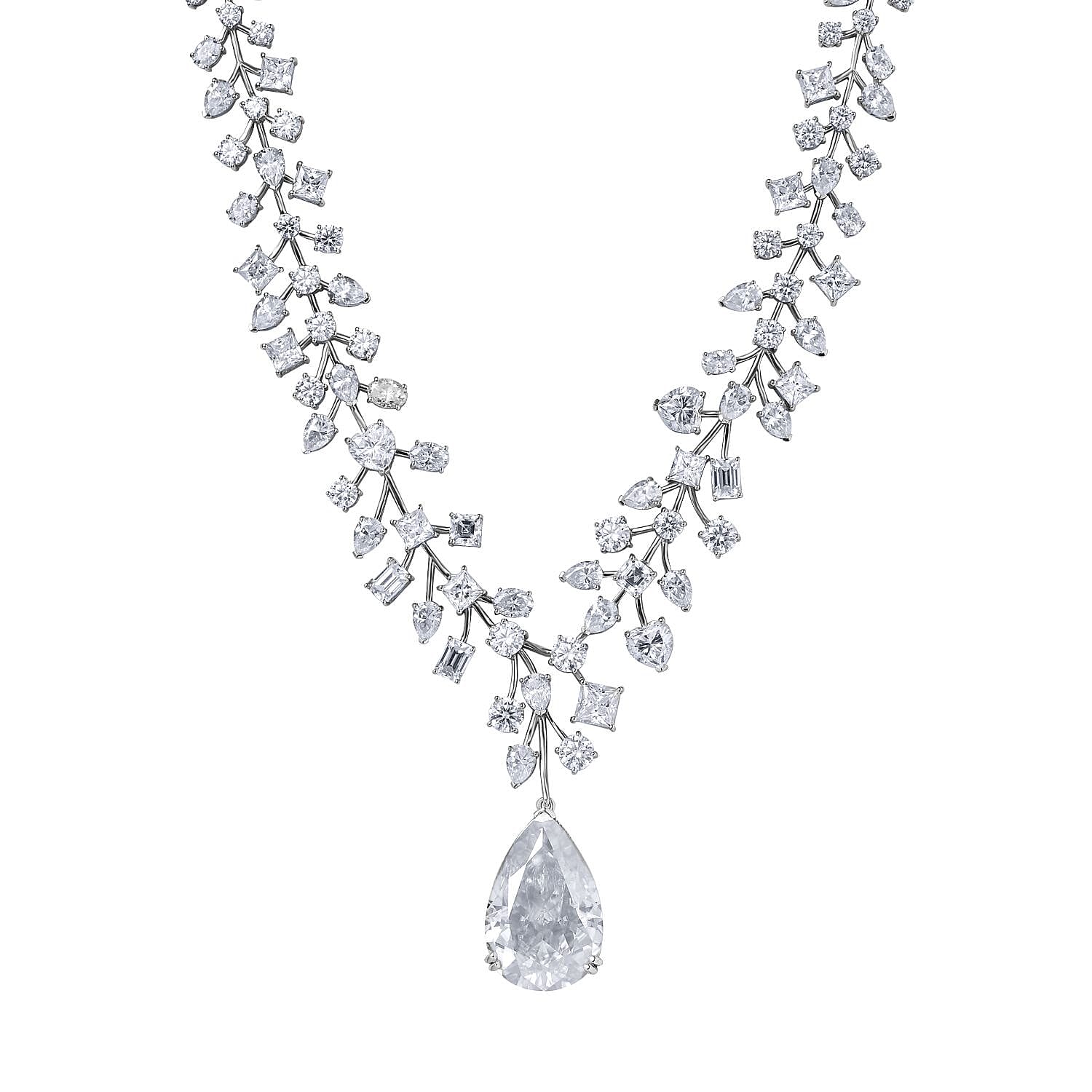 Moissanite Necklace 18 Inches in Platinum Over Sterling Silver 142.50 ctw