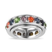 Karis Designer Premium Multi Color Austrian Crystal Spinner Ring in Platinum Bond (Size 5.0)