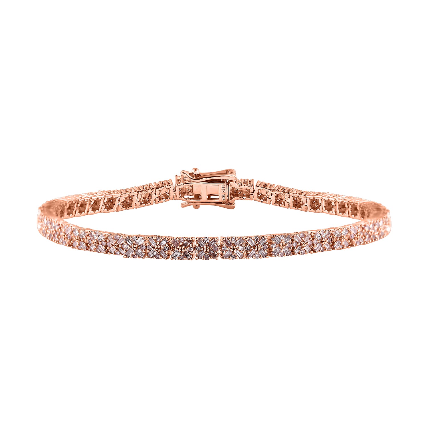 Luxoro Natural Pink Diamond I3 2.00 ctw Linking Bracelet in 10K Rose Gold (7.25 In) 11.10 Grams