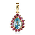 Luxoro 10K Yellow Gold Premium Ratanakiri Blue Zircon and Ouro Fino Rubellite Pendant without Chain 1.80 ctw - Sticky add to cart bar
