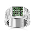 Premium Tsavorite Garnet Men's Ring in Platinum Over Sterling Silver (Size 10.0) 0.85 ctw - Sticky add to cart bar