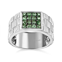 Premium Tsavorite Garnet Men's Ring in Platinum Over Sterling Silver (Size 10.0) 0.85 ctw