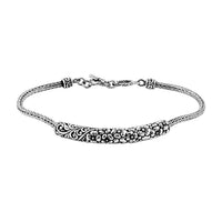 TLV Bali Legacy Sterling Silver Toggle Clasp Floral Bracelet (7.25 In) (12.10 g)