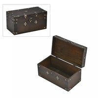 Solid Brown European Style Wooden Box with Decorative Metal Dots (9.8"x5.1"x5.1")