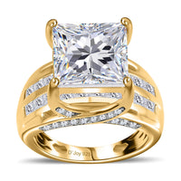 Moissanite (Sqr 10mm) Solitaire Ring in Platinum Over Sterling Silver (Size 10.0) 7.35 ctw