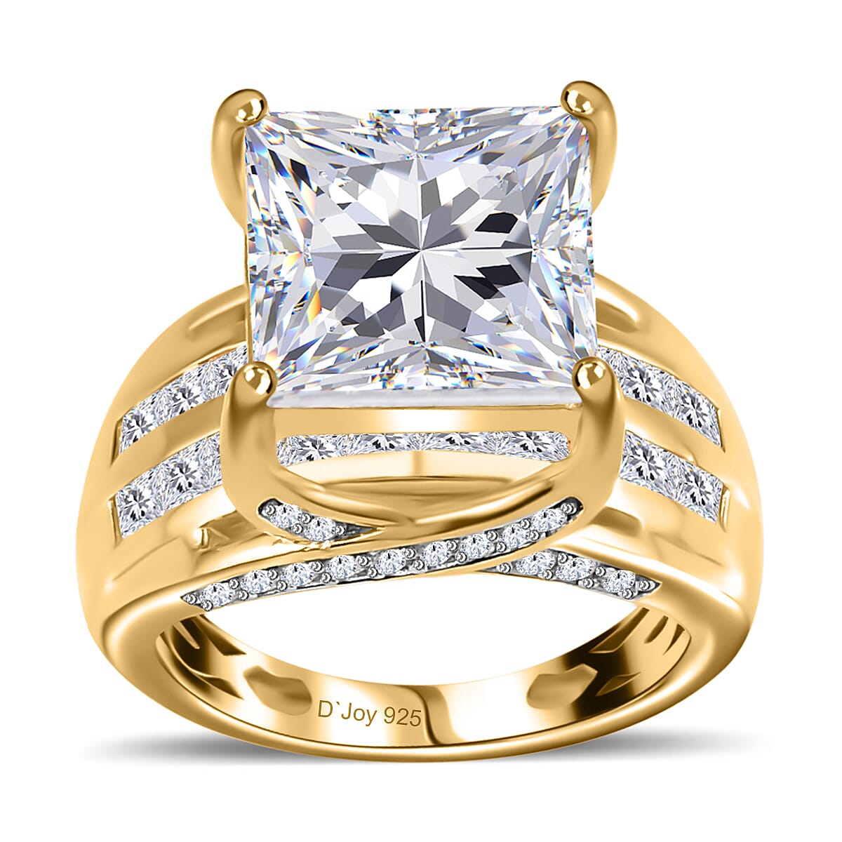Moissanite (Sqr 10mm) Solitaire Ring in Platinum Over Sterling Silver (Size 10.0) 7.35 ctw (1)