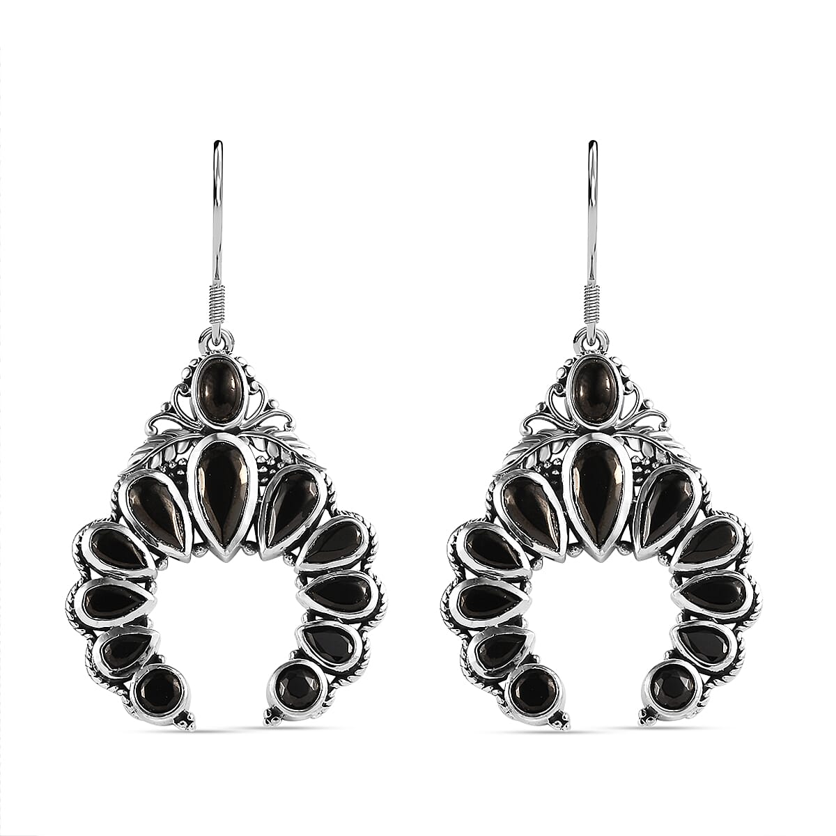 Elite Shungite Squash Blossom Earrings in Sterling Silver 5.65 ctw