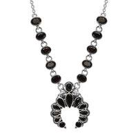 Elite Shungite Squash Blossom Necklace 18 Inches in Sterling Silver 7.70 ctw