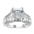 Moissanite (Oct 10x8mm) Ring in Platinum Over Sterling Silver (Size 7.0) 4.90 ctw - Sticky add to cart bar