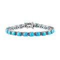 Sleeping Beauty Turquoise and Madagascar Pink Sapphire Bracelet in Platinum Over Sterling Silver (6.50 In) 12.90 ctw (Del. in 10-12 Days) - Sticky add to cart bar
