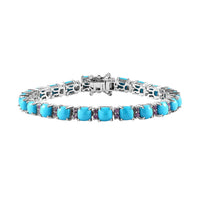 Sleeping Beauty Turquoise and Madagascar Pink Sapphire Bracelet in Platinum Over Sterling Silver (6.50 In) 12.90 ctw (Del. in 10-12 Days)