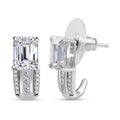 Moissanite (Oct 8x6mm) J-Hoop Earrings in Platinum Over Sterling Silver 3.80 ctw - Sticky add to cart bar