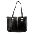 Black Genuine Leather Tote Bag (13"x3.75"x10.62") - Sticky add to cart bar