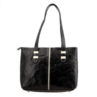 Black Genuine Leather Tote Bag (13"x3.75"x10.62")