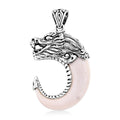 Bali Goddess Carved Bone Tiger Nail Dragon Pendant in Sterling Silver - Sticky add to cart bar