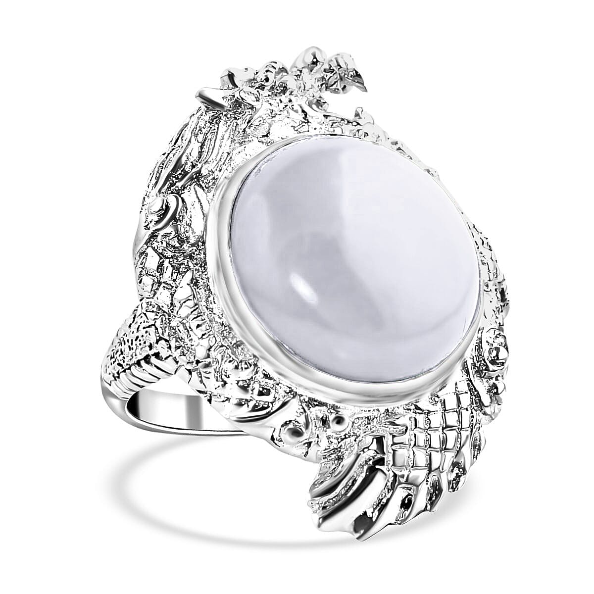 Bali Legacy Natural Jade Dragon Ring in Sterling Silver 18.25 ctw