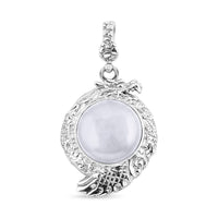 One Time Only Bali Legacy Natural Jade Dragon Pendant in Sterling Silver 15.50 ctw