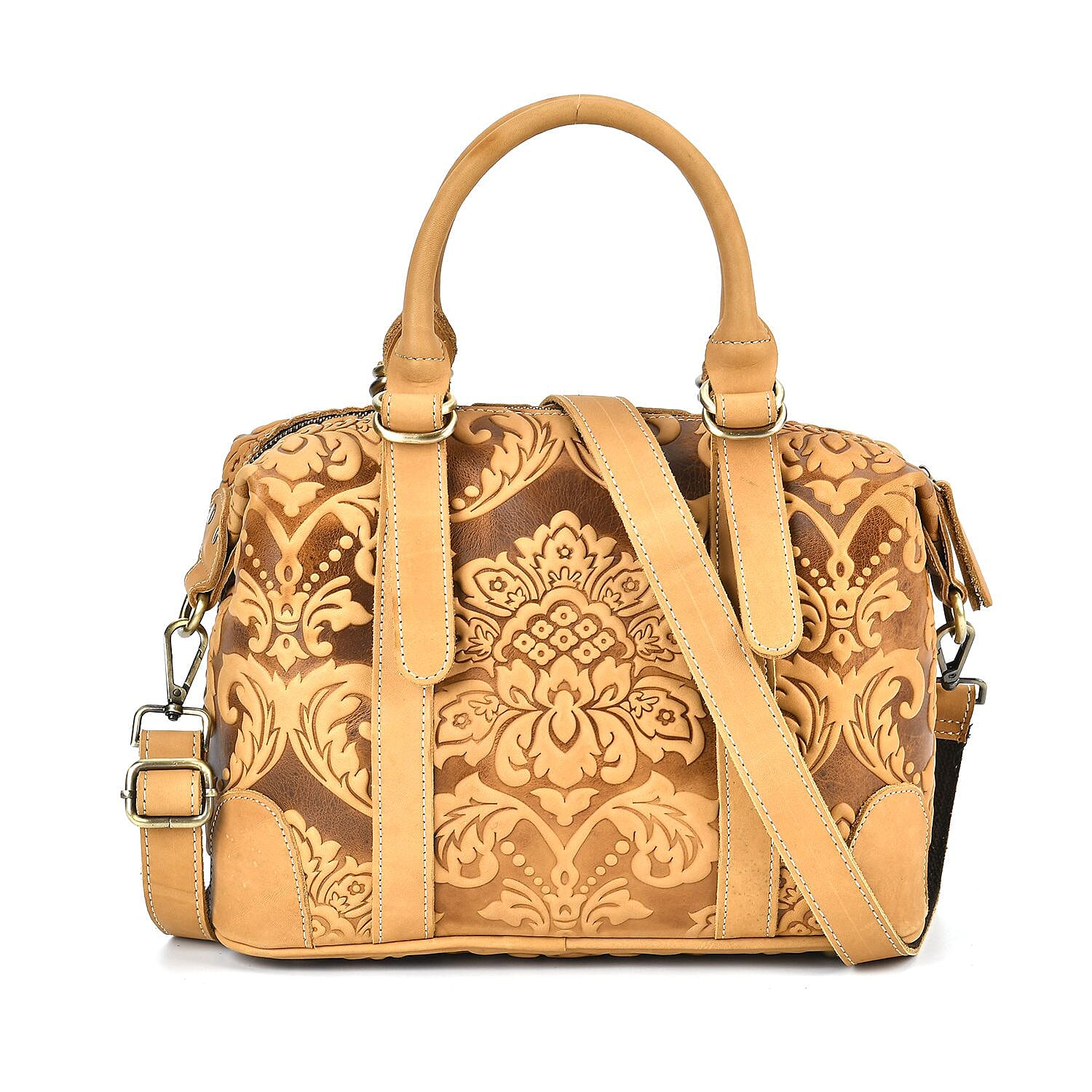 Italy Retor Noble Collection Yellow Color Genuine Leather Crossbody Bag (12.2"x5.1"x10.2") With Handle Drop and Shoulder Strap