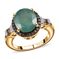 Premium Grandidierite, Natural Champagne and White Diamond Halo Ring in Vermeil Yellow Gold Over Sterling Silver (Size 10.0) 5.50 ctw