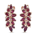 Orissa Rhodolite Garnet Leafs Earrings in Vermeil Rose Gold Over Sterling Silver 5.70 ctw - Sticky add to cart bar