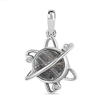 Meteorite and White Zircon Fancy 7.22 ctw Pendant in Platinum Over Sterling Silver