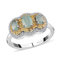 Grandidierite, Yellow Sapphire and White Zircon Triple Halo Ring in Platinum Over Sterling Silver (Size 10.0) 1.70 ctw - Sticky add to cart bar
