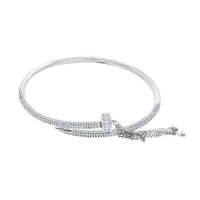 Lustro Stella Finest CZ Nail Bangle Bracelet in Rhodium Over Sterling Silver (7.50 In)