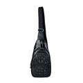 Black Genuine Leather Croco Embossed Sling Bag (6.3"x2.8"x12") - Sticky add to cart bar