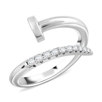 Lustro Stella Finest CZ Fashionable Nail Ring in Rhodium Over Sterling Silver