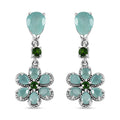 Grandidierite and Chrome Diopside Floral Dangle Earrings in Platinum Over Sterling Silver 4.50 ctw - Sticky add to cart bar