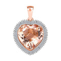 Luxoro 14K Rose Gold AAA Marropino Morganite and G-H I2 Diamond Heart Pendant 5.10 ctw - Sticky add to cart bar