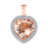 Luxoro 14K Rose Gold AAA Marropino Morganite and G-H I2 Diamond Heart Pendant 5.10 ctw