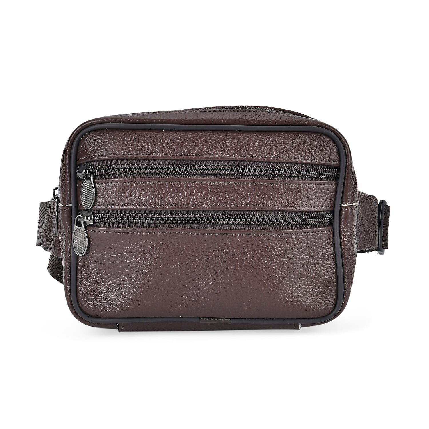 Italy Retor Noble Collection Coffee Genuine Leather Rose Embossed Waist Bag (7.5"x2.8"x4.9")