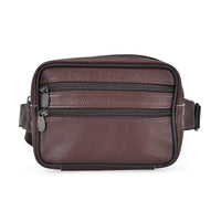 Italy Retor Noble Collection Coffee Genuine Leather Rose Embossed Waist Bag (7.5"x2.8"x4.9")