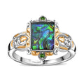 Canadian Ammolite, Chrome Diopside Ring in Vermeil YG and Platinum Over Sterling Silver (Size 10.0) 1.85 ctw - Sticky add to cart bar