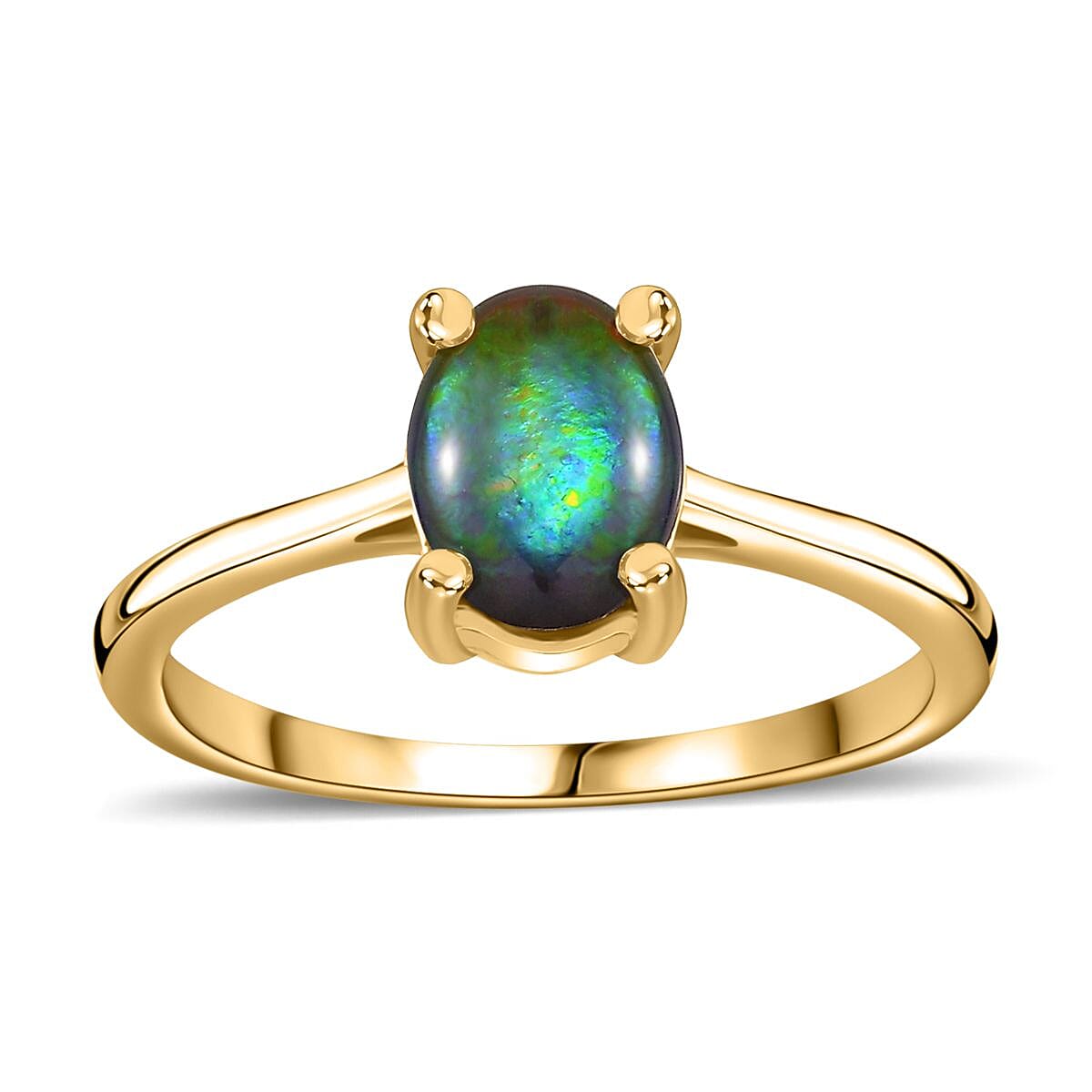 Canadian Ammolite Ring in Vermeil YG Over Sterling Silver (Size 10.0)