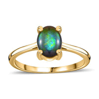 Canadian Ammolite Ring in Vermeil YG Over Sterling Silver (Size 10.0)