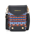 Orange with Blue Color Minority Pattern Faux Leather Crossbody Bag (4.7"x3.9"x6.7") with Shoulder Strap - Sticky add to cart bar