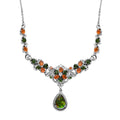 Canadian Ammolite and Multi Gemstone Necklace 18-20 Inches in Platinum Over Sterling Silver 3.60 ctw - Sticky add to cart bar