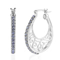 Foilback Amethyst Color Crystal Hoop Earrings in Platinum Over Copper - Sticky add to cart bar