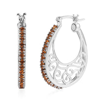 Foilback Amethyst Color Crystal Hoop Earrings in Platinum Over Copper