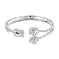 Lustro Stella Finest CZ Bangle Bracelet in Rhodium Over Sterling Silver (7.50 In)
