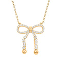Simulated Diamond Bow Necklace 18 Inches in 14K Yellow Gold Over Sterling Silver 2.40 ctw - Sticky add to cart bar