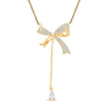 Simulated Diamond Bow Necklace 18 Inches in 14K Yellow Gold Over Sterling Silver 4.50 ctw - Sticky add to cart bar