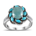 Grandidierite and Multi Gemstone Floral Ring in Platinum Over Sterling Silver (Size 10.0) 3.75 ctw - Sticky add to cart bar