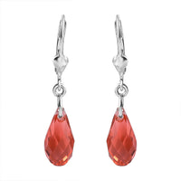 Padparasha Crystal Lever Back Earrings in Sterling Silver