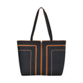 Black with Brown Genuine Leather Tote Bag (12.6"x4.7"x11") - Sticky add to cart bar