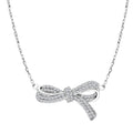 Simulated Diamond Bow Necklace 18 Inches in Rhodium Over Sterling Silver 0.85 ctw - Sticky add to cart bar