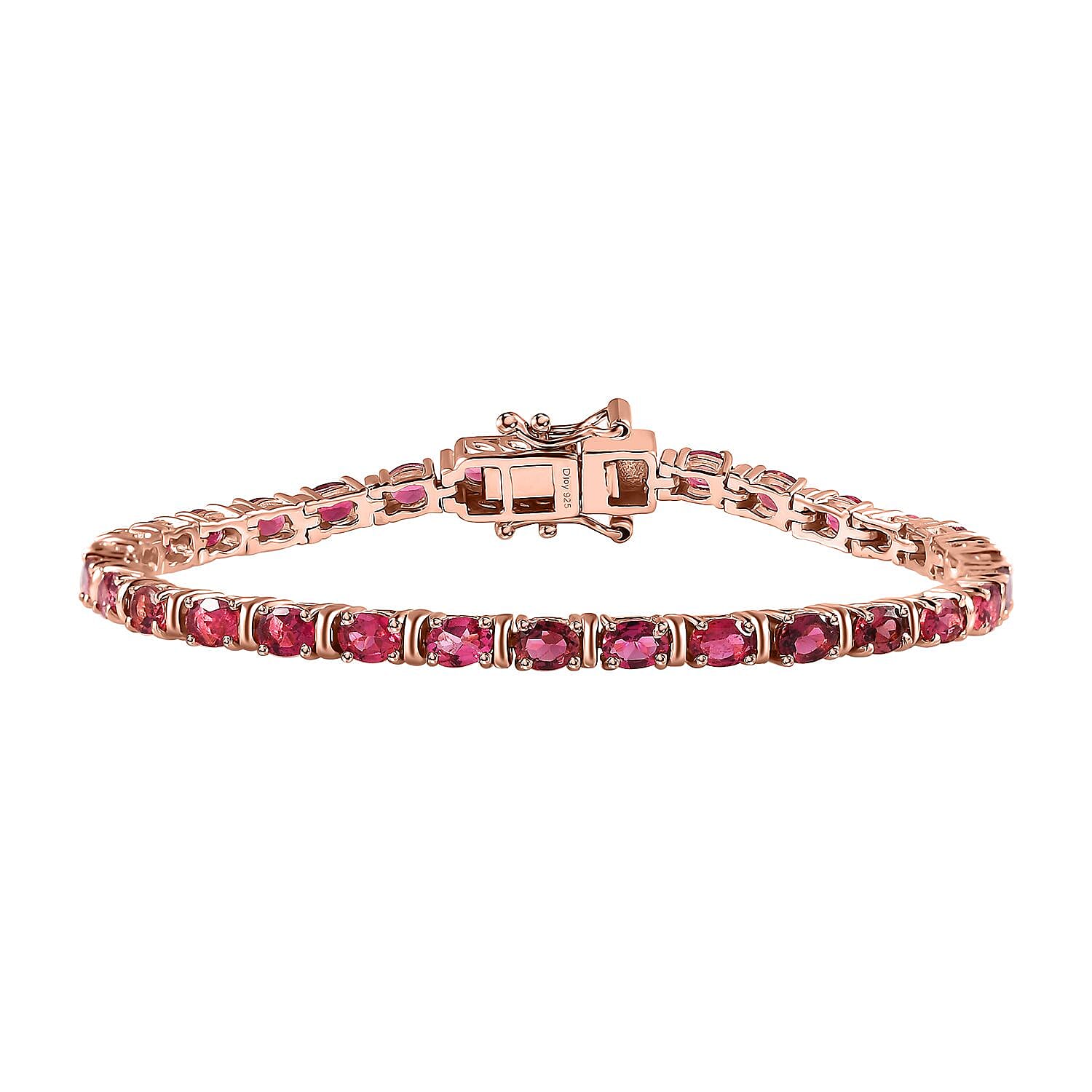 Premium Ouro Fino Rubellite Tennis Bracelet in Vermeil RG Over Sterling Silver (6.50 In) 6.50 ctw